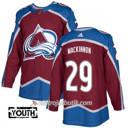 Barn Ishockey Colorado Avalanche Tröja Nathan MacKinnon 29 Adidas 2017-2018 Burgundy Röd Authentic